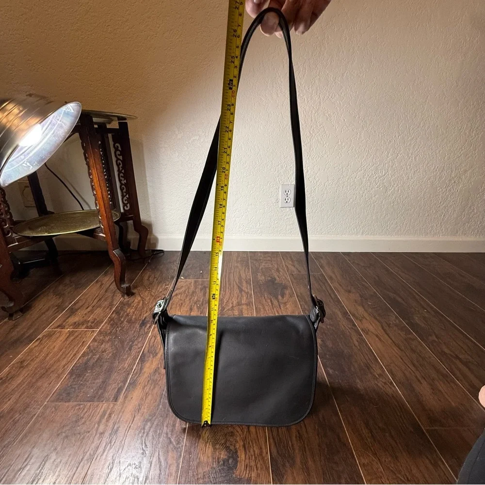 Coach Patricia Saddle Bag F88145 Black Leather Crossbody | Gunmetal Hardware - Picture 14 of 16